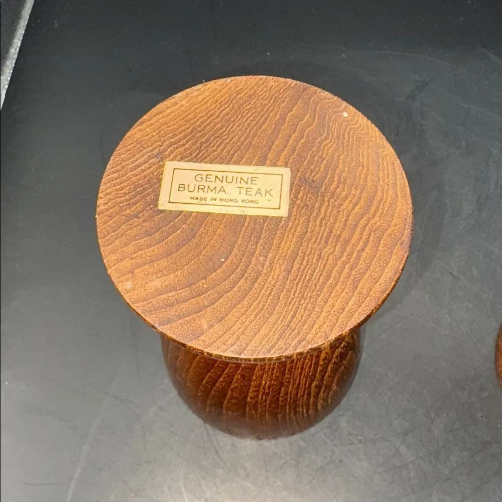 Elegant Burma Teak MCM Wooden Candle Holders